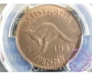 Australia 1947 M Penny PCGS MS64RB