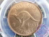 Australia 1951 PL Penny PCGS MS64RB