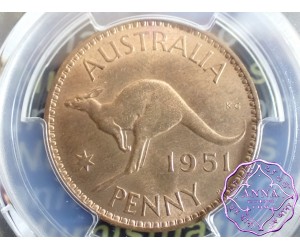 Australia 1951 PL Penny PCGS MS64RB