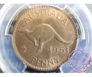 Australia 1951 PL Penny PCGS MS64RB