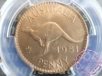 Australia 1951 PL Penny PCGS MS64RD