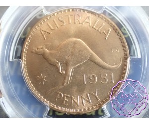 Australia 1951 PL Penny PCGS MS64RD