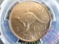 Australia 1951 PL Penny PCGS MS64RD