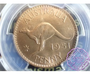 Australia 1951 PL Penny PCGS MS64RD