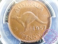 Australia 1957 Y Penny PCGS MS63BN