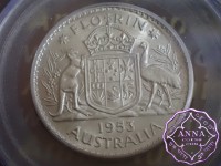 Australia 1953 Large Reverse Denticals Florin PCGS MS63