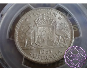 Australia 1957 Florin PCGS MS62