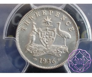 Australia 1936 Threepence PCGS MS63