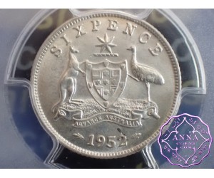 Australia 1952 Sixpence PCGS MS63