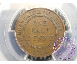 Australia 1914 Halfpenny PCGS AU55