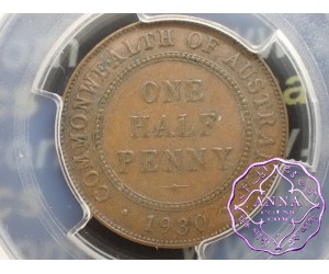 Australia 1930 Halfpenny PCGS AU53