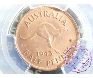 Australia 1943 M Halfpenny PCGS MS64RB