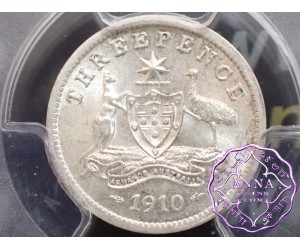 Australia 1910 Threepence PCGS MS64