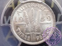 Australia 1959 Threepence PCGS MS66