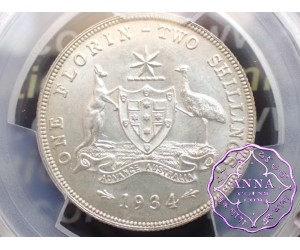 Australia 1934 Florin PCGS MS62