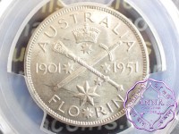 Australia 1951 Golden Jubilee Florin PCGS MS64