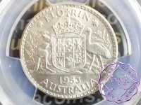 Australia 1953 Large Reverse Denticals Florin PCGS MS64