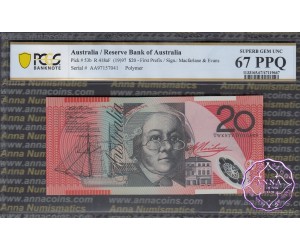 1997 $20 R418aF AA97 Fraser/Evans PCGS 67 PPQ